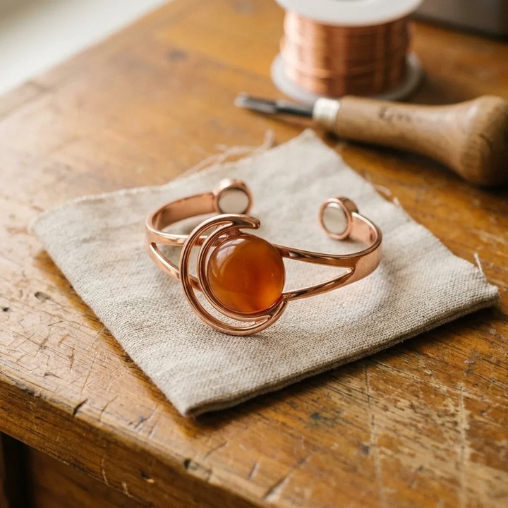 Petra Copper Bracelet with Orange Copper Bead
