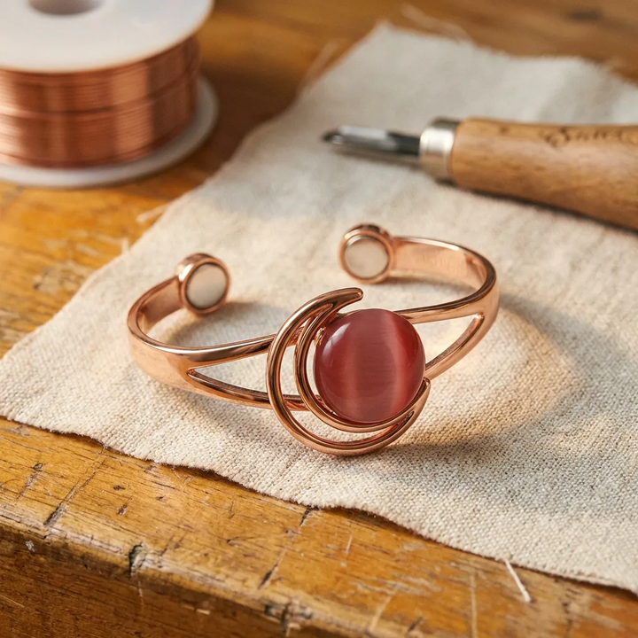 Erika Copper Bracelet with Pink Copper Bead