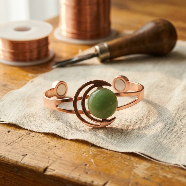 Kerstin Copper Bracelet with Green Copper Bead